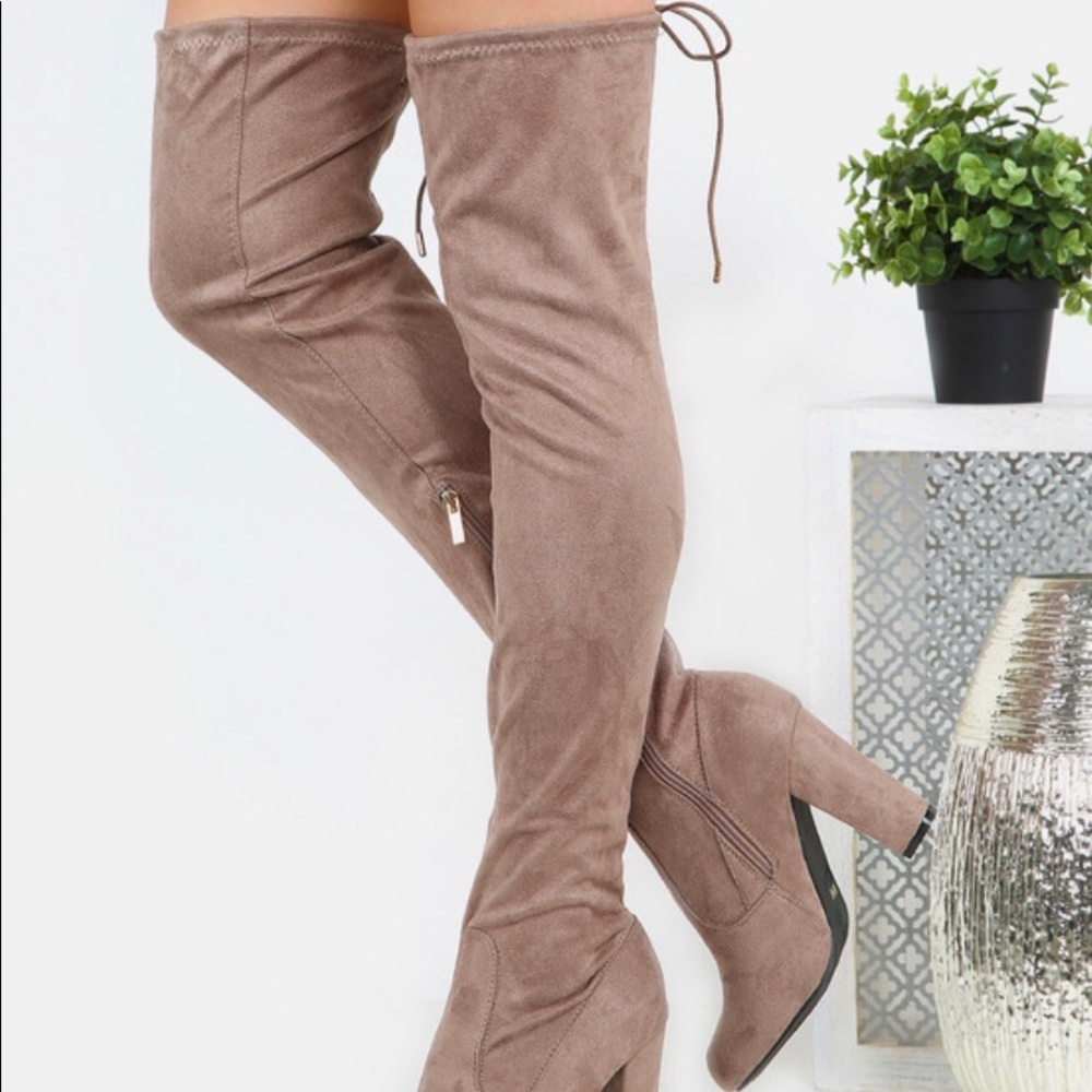 Taupe Thigh High Boots